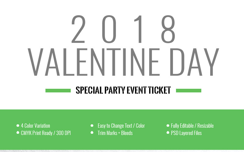 Билет на специальную вечеринку на День Святого Валентина 2018