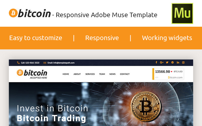 Bitcoin - Premium Crypto Adobe CC 2017 Muse Şablonu