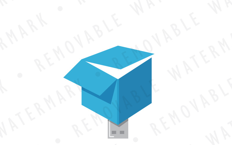 Download Шаблон логотипа "Data Box Logo Template" / Data Box Logo Template - Шаблон логотипа на тему графика box data safe secure success storage transfer port warehouse usb connector computer technology protection cube archive information logo design template