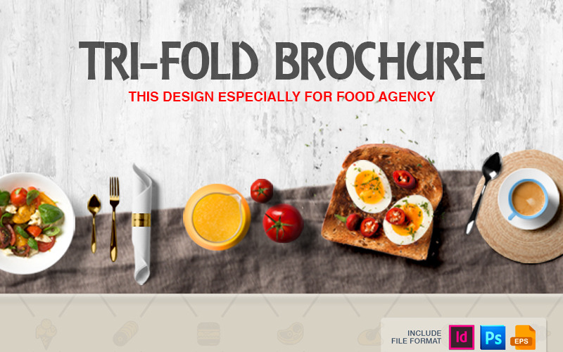 Download Фирменный стиль "Fast Food Tri-Fold Brochure - Corporate Identity Template" / Fast Food Tri-Fold Brochure - Corporate Identity Template - Фирменный стиль на тему графика tri-fold brochure design template 3 fold triangle square twi-fold corporate product business creative clean advertising elegant professional simple trifold