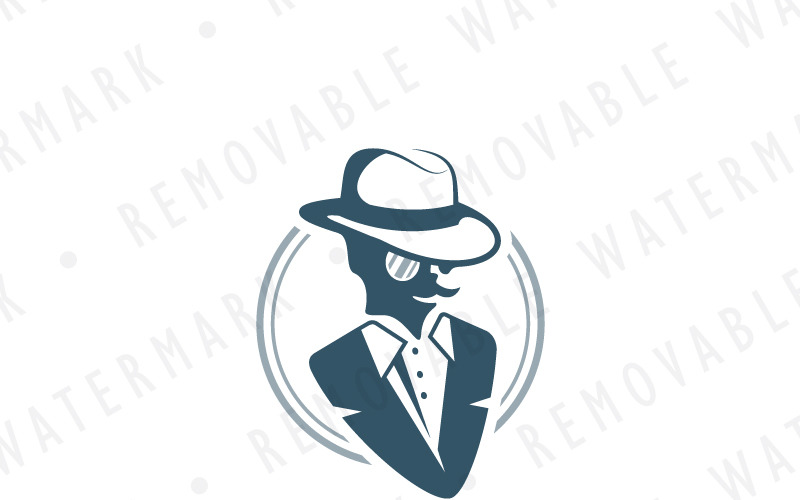 Download Шаблон логотипа "Gentleman Fashion Logo Template" / Gentleman Fashion Logo Template - Шаблон логотипа на тему графика america retro england character fashion man wear clothing suit human hat noble old dress gentleman mafia barber logo design template