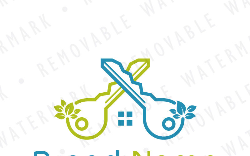 Download Шаблон логотипа "House of Keys Logo Template" / House of Keys Logo Template - Шаблон логотипа на тему графика simple tree real estate security house home key safe realty growth cross lock garden crossed property natural logo design template