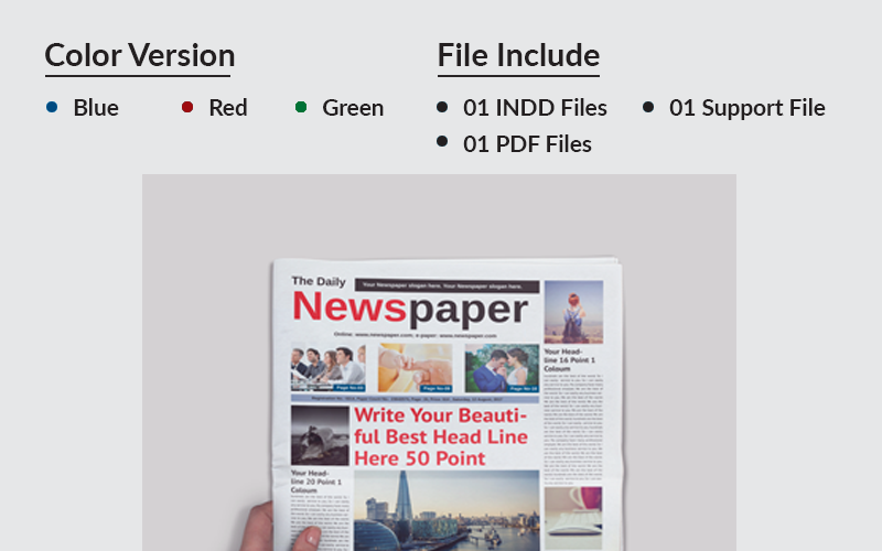 Download Фирменный стиль "24 Pages Daily Newspaper - Corporate Identity Template" / 24 Pages Daily Newspaper - Corporate Identity Template - Фирменный стиль на тему графика blue green orange business newsletter newspaper buy corporate daily education graphic design indesign newspaper jurnalist modern monthly bundle small study