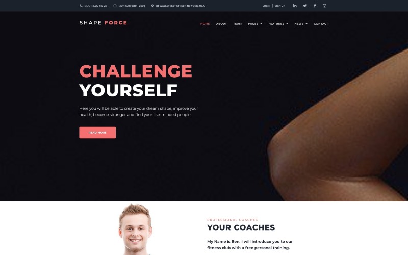 ShapeForce - Tema de WordPress para Sport Studio