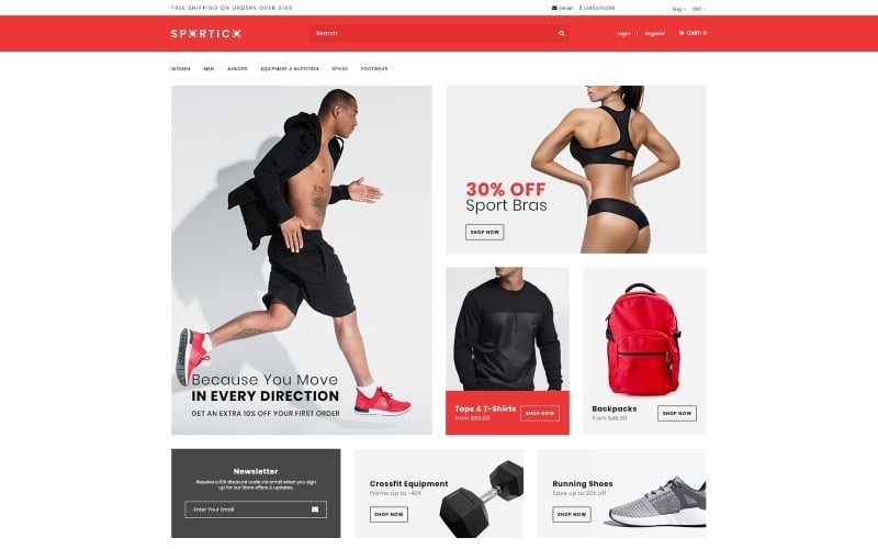 Spotrico - OpenCart шаблон магазина спортивной одежды
