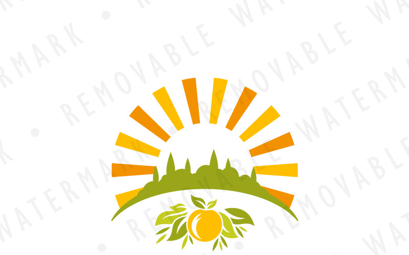 Download Шаблон логотипа "Sunny Orchard Logo Template" / Sunny Orchard Logo Template - Шаблон логотипа на тему графика energy food healthy sun fruit landscape peach apricot beverage summer sunny garden crops orchard organic farm logo design template fresh