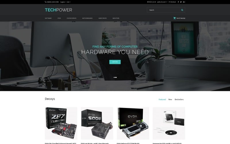 TechPower - Hardware Shop OpenCart Template
