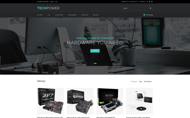TechPower - Plantilla OpenCart de tienda de hardware
