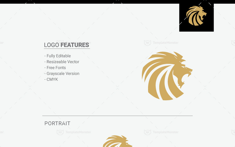 Download Шаблон логотипа "The Lion Logo Template" / The Lion Logo Template - Шаблон логотипа на тему графика animal club creative crest design gold lion graphic head hotel icon illustrator image king logo luxurious luxury mascot media predator