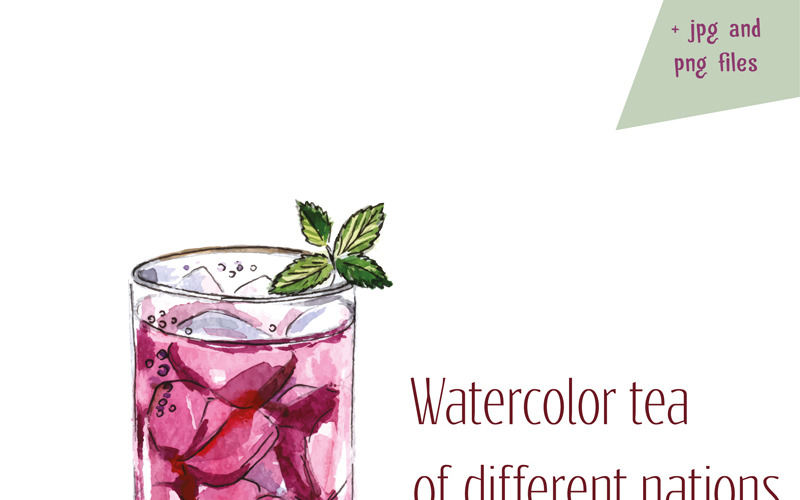 Akvarell tea - 2 vektor készlet - illusztráció