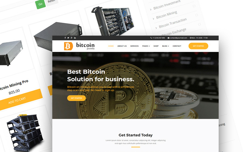 Bitcoin - Mining and Cryptocurrency Joomla 4 Template