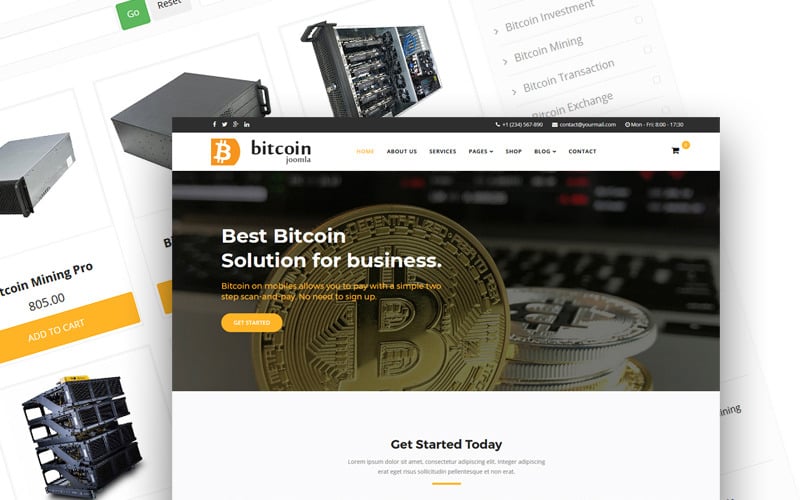Bitcoin - Mining and Cryptocurrency Joomla Template