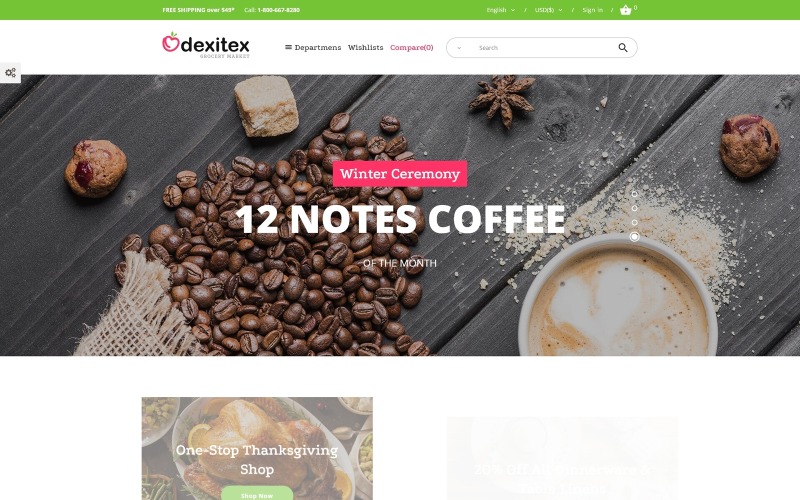 Dexitex - PrestaShop-tema för livsmedelsmarknaden