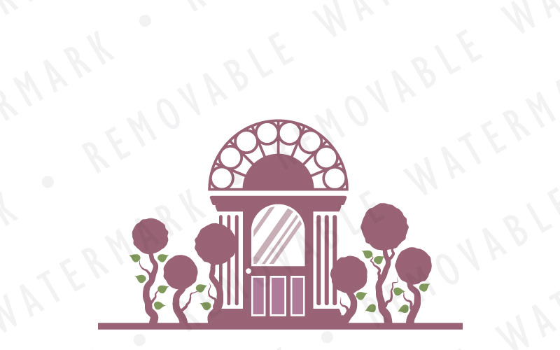 Download Шаблон логотипа "Garden House Logo Template" / Garden House Logo Template - Шаблон логотипа на тему графика tree house home floral gardening architecture gate flower door garden arch exterior vintage decorative doorway ornate georgian logo design template