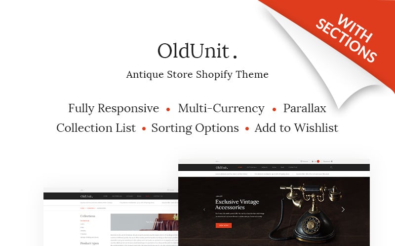 OldUnit. - Tema Shopify del negozio di antiquariato