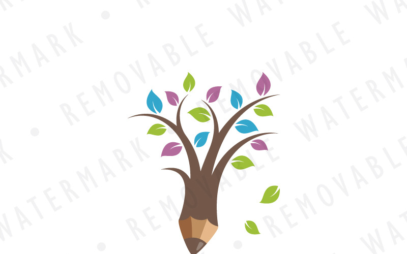 Download Шаблон логотипа "Pencil Tree Logo Template" / Pencil Tree Logo Template - Шаблон логотипа на тему графика tree garden creativity learning knowledge wisdom education teach school art write draw growth season pencil artist logo design template publishing