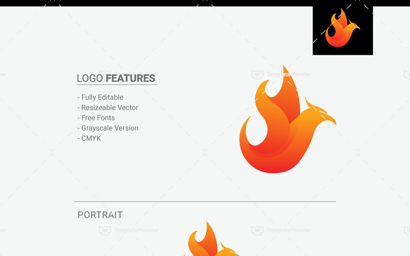 Download Шаблон логотипа "Phoenix Fire Logo Template" / Phoenix Fire Logo Template - Шаблон логотипа на тему графика animal bird brand colorful creative crest design developer eagle elegant fire flame fly freedom insurance mythology phoenix professional protect security