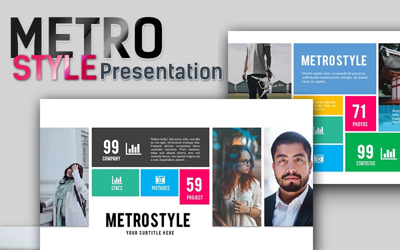 Plantilla de PowerPoint de presentación premium de estilo metro
