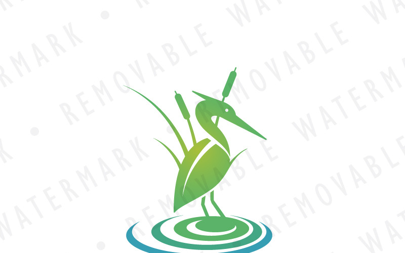 Шаблон логотипа Heron in Marsh