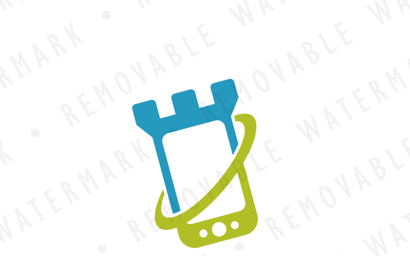 Шаблон логотипа сторожевой башни мобильной безопасности