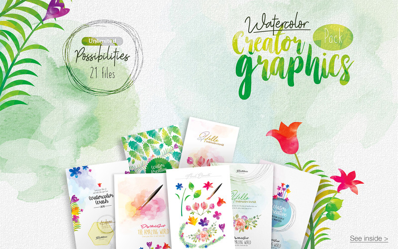 Download Иллюстрация "WaterColor Creator Graphics - Illustration" / WaterColor Creator Graphics - Illustration - Иллюстрация на тему графика watercolor,wash,water,color,bg,background,graphics,leaves,leaf,floral,flower,water-color,texture,artistic,art,creative