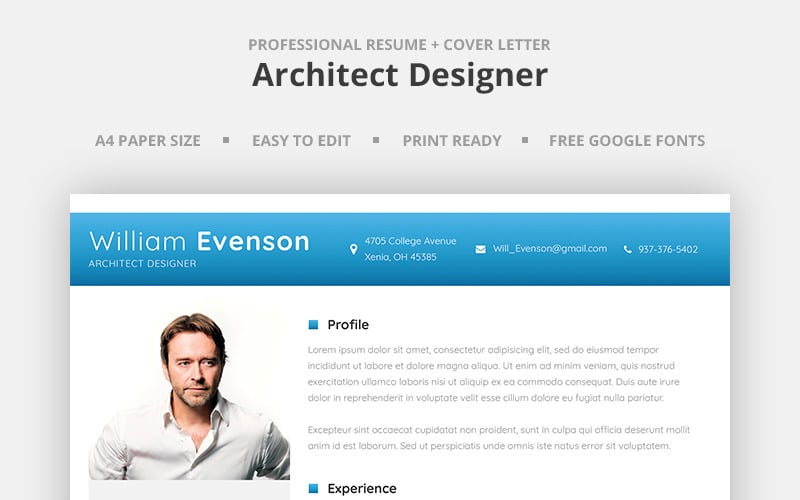 William Evenson - Architect Designer Resume Template