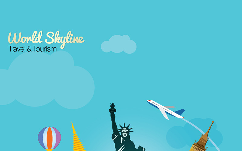 Download Иллюстрация "World Skyline Travel & Tourism With Globe - Illustration" / World Skyline Travel & Tourism With Globe - Illustration - Иллюстрация на тему графика world travel tour skyline cityscape air sports holiday christmass london eifell tower france new york