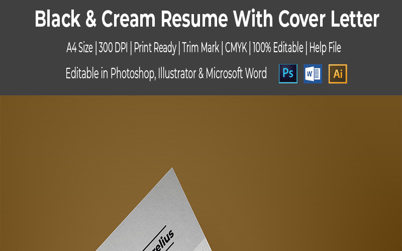 Black Cream Resume Template #67034 TemplateMonster