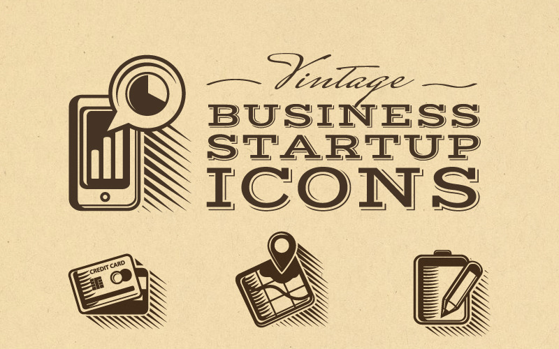 Download Набор иконок "Business and Startup Icon Set" / Business and Startup Icon Set - Набор иконок на тему графика business buying commerce consulting diagram engraving finance icons management marketing presentation sales solutions startup store strategy vintage