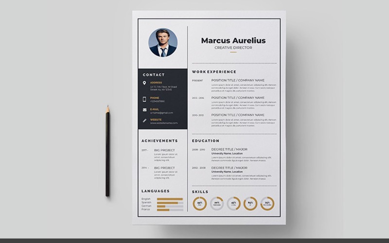 Download Резюме "Elegant Resume Template" / Elegant Resume Template - Резюме на тему графика a4 resume clean cv cover letter creative curriculum vitae design template doc docx employment indesign job modern best editable