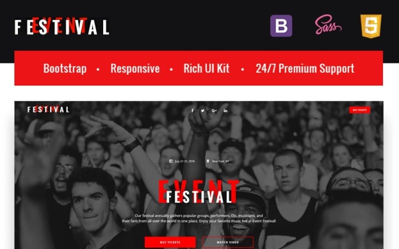 Fesztiválesemény - Reszponzív HTML5 céloldal sablon