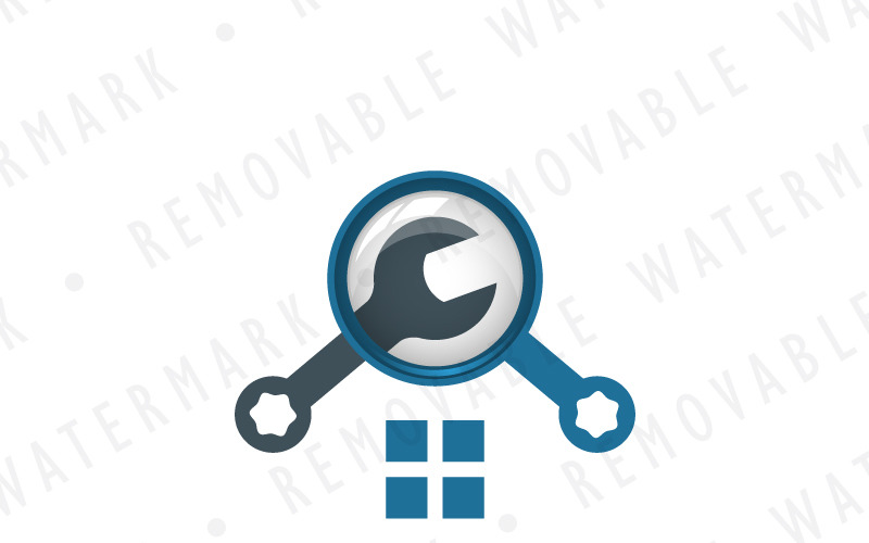 Download Шаблон логотипа "Find & Fix Logo Template" / Find & Fix Logo Template - Шаблон логотипа на тему графика search real estate house home magnifying maintenance tool repair equipment zoom roof handyman wrench fix spanner realty logo design template