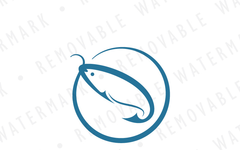 Download Шаблон логотипа "Fish Hook Logo Template" / Fish Hook Logo Template - Шаблон логотипа на тему графика simple circle water food river fish sport sea equipment angle lake marine fishing hook bait angling salmon logo design template