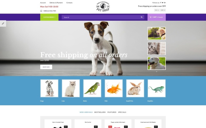 Pet Shop - Plantilla receptiva OpenCart