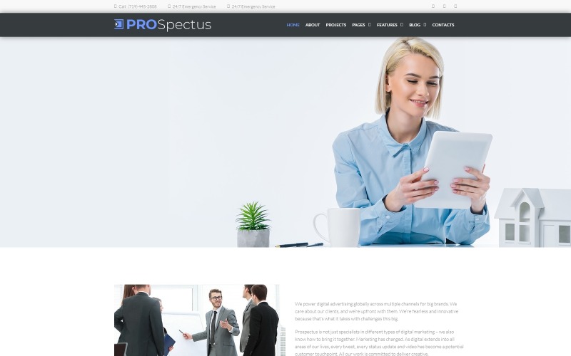 Prospectus - тема WordPress для рекламного портфолио