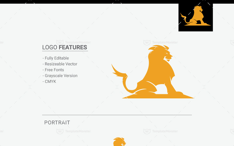 Download Шаблон логотипа "Proud Lion Logo Template" / Proud Lion Logo Template - Шаблон логотипа на тему графика animal business colorful consultant corporate digital finances financial firm funds investing investment king kingdom lion head logo majestic marketing media