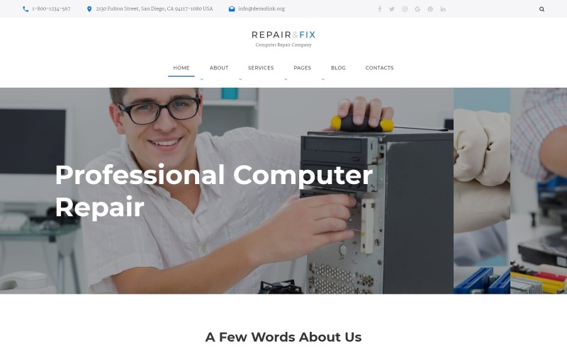 Repair Fix - HTML5 шаблон веб-сайта компании по ремонту компьютеров