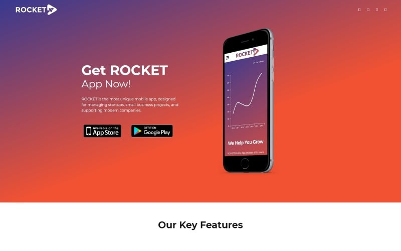Rocket - Mobile App Landing Page WordPress-Theme