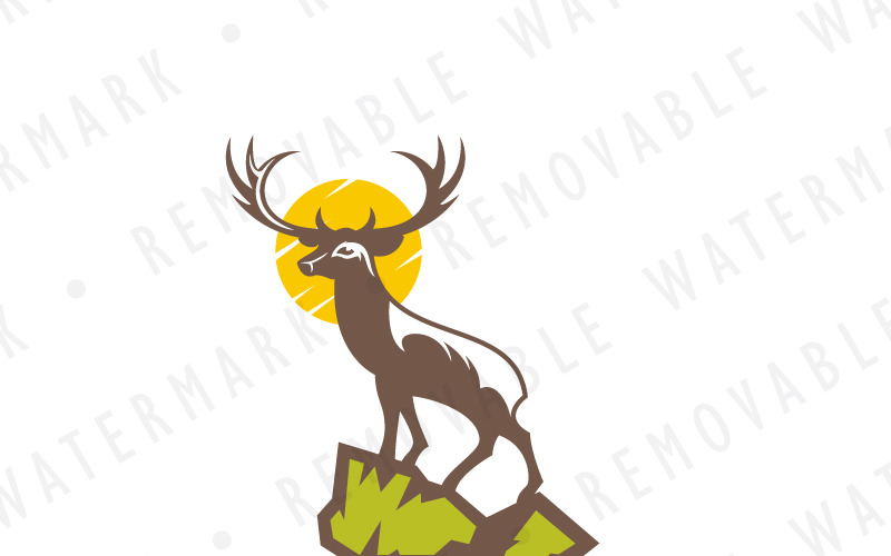 Download Шаблон логотипа "Stag on Cliff Logo Template" / Stag on Cliff Logo Template - Шаблон логотипа на тему графика antlers deer sun wild sunset strength hunting sunrise king buck hunt stag moon elk reindeer logo design template cliff forest