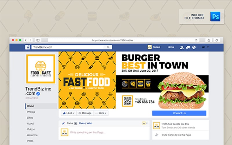 Titelbild der Food Company: Facebook-Titelbild, Twitter-Titelbild, YouTube-Kanal Art Social Media-Vorlage
