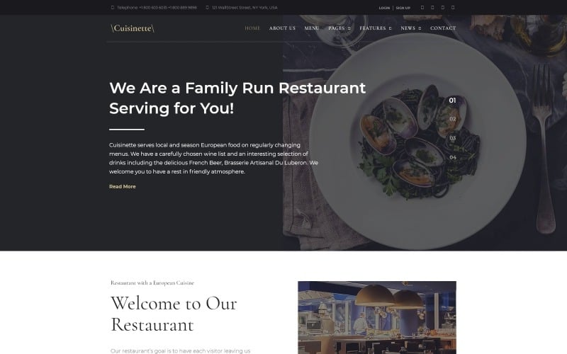 Cuisinette - Europäisches Restaurant Browserübergreifendes WordPress-Theme