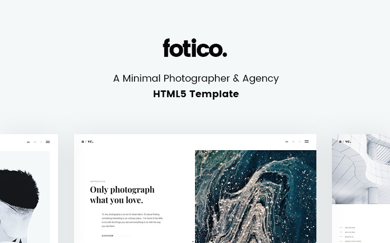 Fotico - Minimal fotograf och byrå HTML5 webbplatsmall
