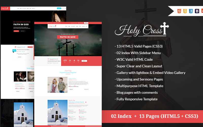 Holy Cross – Bootstrap-HTML-Website-Vorlage für Wohltätigkeitsorganisationen und Kirchen