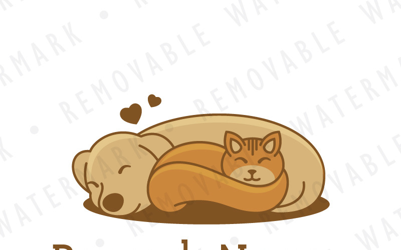 Kočičí a psí přátelství Logo šablona