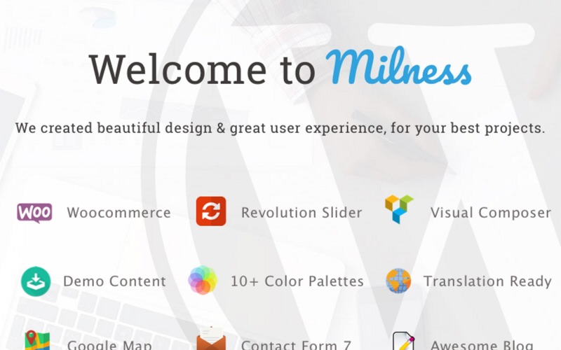 Milness - Showcase mobiele app WordPress-thema