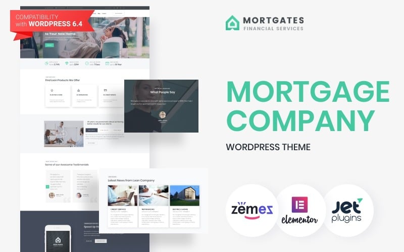 Mortgates — motyw WordPress Elementor dotyczący usług finansowych