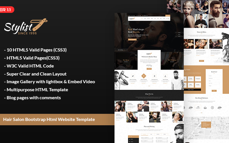 Stylist - Hair Salon Bootstrap Html Webová šablona