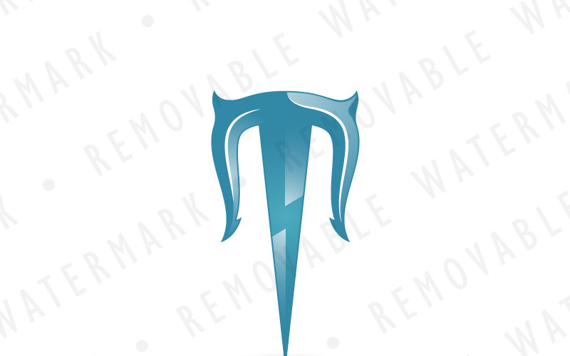Download Шаблон логотипа "T Power Trident Logo Template" / T Power Trident Logo Template - Шаблон логотипа на тему графика energy letter t power metal powerful electricity greek lightning zeus trident poseidon titan ancient strength storm thunder logo design template