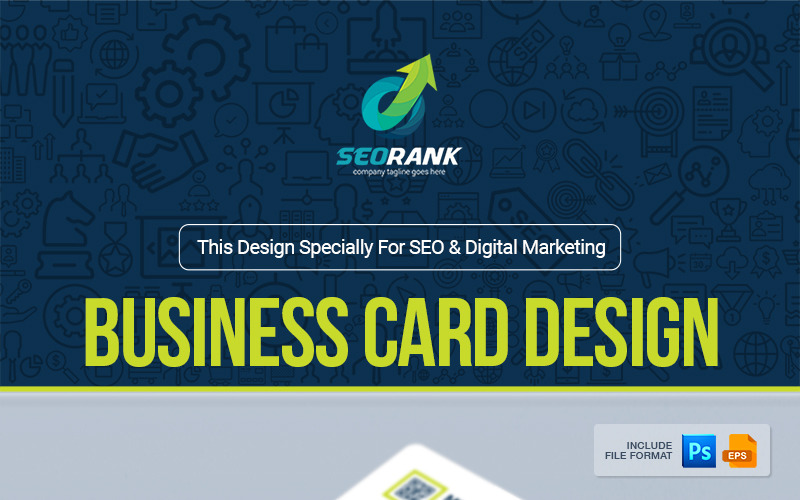Визитная карточка для SEO Агентство поисковой оптимизации и цифрового маркетинга / Компания: портретный и ландшафтный макет