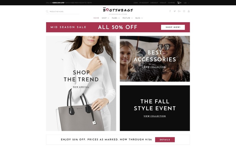 BootsnBags - Tillbehörsbutik WooCommerce Theme